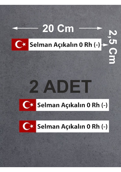 Kan Grubu Sticker, Türk Bayraklı Kan Grubu Sticker, Araba Oto Motosiklet Karavan Sticker 02523 20x2,5 Cm