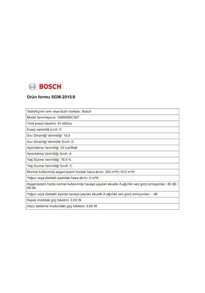 Bosch DWB65BC50T Duvar Tipi 60 CM Davlumbaz