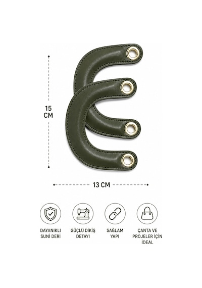 Vollen Yarn Suni Deri Çanta Sapı 15x13 Cm 1 Çift 2 Adet Dikişli Çanta Kulpu Metal Kuşgözlü Çanta Aksesuarı 8