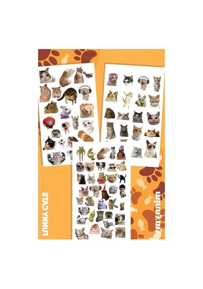 Kedi Temalı Kendinden Yapışkanlı Sticker Seti, 10x20 Cm, 3 Adet, Ajanda Ve Günlük İçin Abanoz