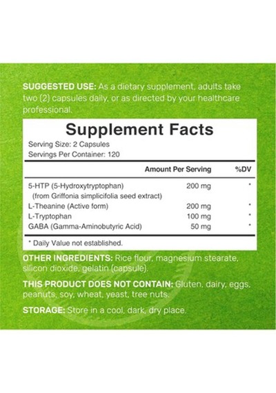 Deal Supplement 5-htp Theanine Gaba 200mg Per Serving, 240 Capsules