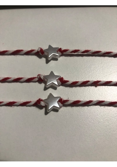 3 Adet Yıldızlı Marteniçka Bileklik Kırmızı - Beyaz