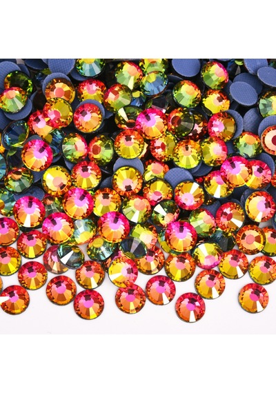 Gymo Premium Kalite Altı Düz Ütü İle Yapışan Hotfix Kristal Taş Ss16 3.8-4mm Rainbow 720 Adet