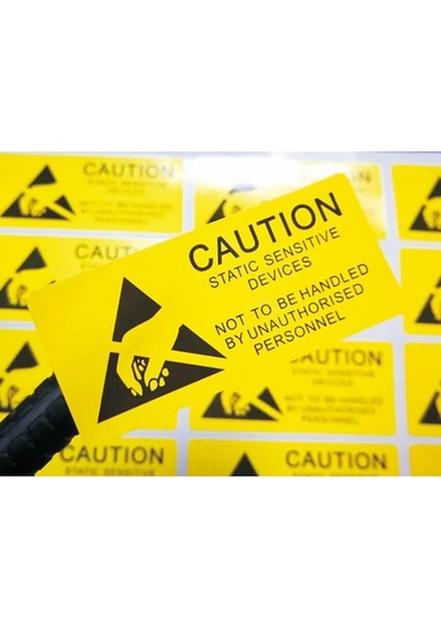 Antistatik Uyarı Etiketi 10 Adet 5x25mm Elektrostatik Elektrik Esd İkaz Dikkat Yapışkan Stiker