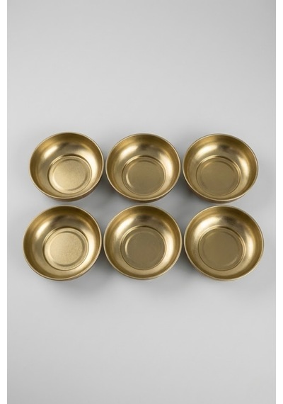 6 Parça Gold Metal Çerezlik Seti 6 Lı Ø9 Cm Yükseklik 3 Cm Gold