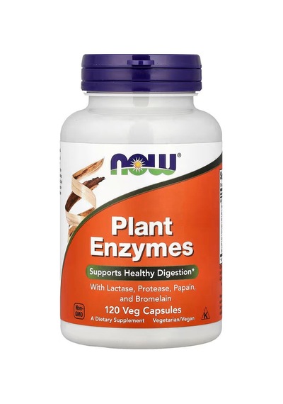 Now Foods Plant Enzymes With Lactase, Protease, Papain, And Bromelain 120 Veg Capsules