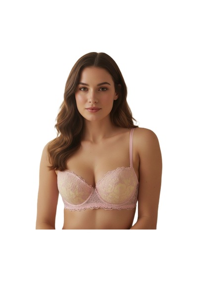 Donlaritta Toz Pembe Dolgulu Dantelli Push Up Destekli Sütyen 70b - 75b - 80b Kırmızı