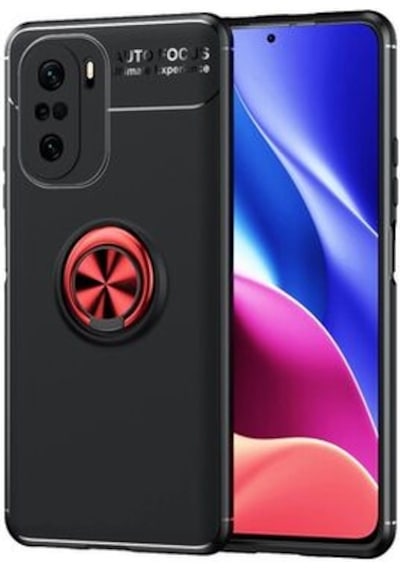 Xiaomi Mi 11i Kılıf Yüzüğü Stant Ve Araç Tutucu Olabilen Şık Esnek Premium Silikon Kapak Ryc/ravel Siyah - Kırmızı