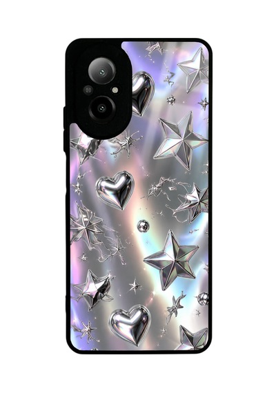Realme 12 Lite Chrome Star Dream Tasarımlı Glossy Telefon Kılıfı Gümüş