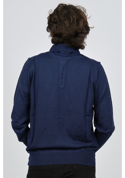 Pave Erkek Polo Yaka Yün Kazak 4538004 Saks Saks