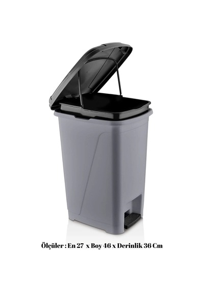 25 Litre Iç Kovalı Slim Pedallı Çöp Kovası Gri