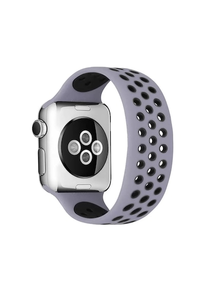 Newface Apple Watch 42mm Ayarlı Delikli Silikon Kordon - Gri-siyah Diğer