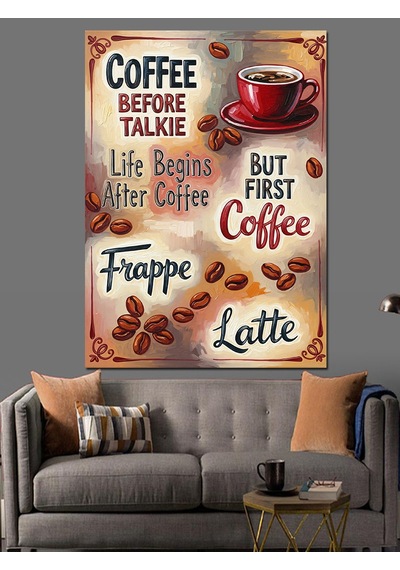 Ahşap Tablo Kahve Zamanı Yazılı Poster