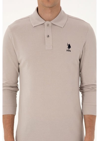 U.S. Polo Assn. Erkek Regular Fit Polo Yaka Taş Basic Sweatshirt 50307757-VR049