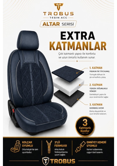 Fiat Egea Cross 2020+ Uyumlu Altar Serisi Tay Tüyü Füme Premium Koltuk Kılıfı