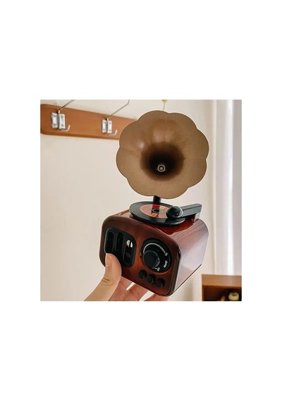 Klasik Radyo Görünümlü Gramofon Müzik Kutusu Retro Tarzı Ev Dekorasyon Hediyelik Süs Eşyası Kahverengi
