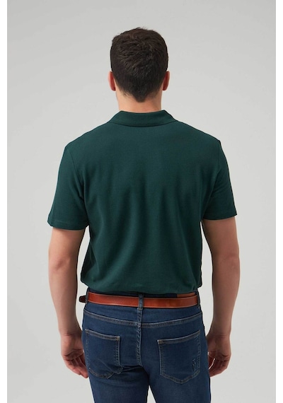 D's Damat Ds Damat Regular Fit Haki Pike Dokulu %100 Pamuk Kıvrılmaz Polo Yaka Nakışlı T-Shirt 4HC14ORT51000 Haki