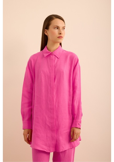 Aker Keten Tunik Pembe Pembe