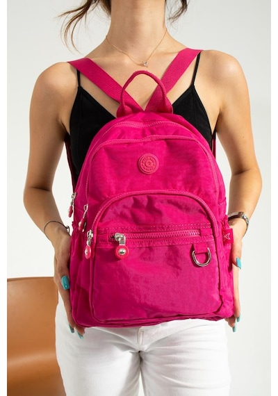 Baginn Kadın Sırt Çantası Günlük Kullanıma Uygun 30 25 Cm Klinkır Kumaş Çok Cepli Hafif Su İtici Kumaş Pembe