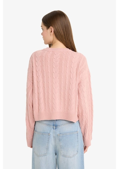 Defacto Coool Regular Fit Bisiklet Yaka Triko Kazak T4518az25wnpn83 Pembe