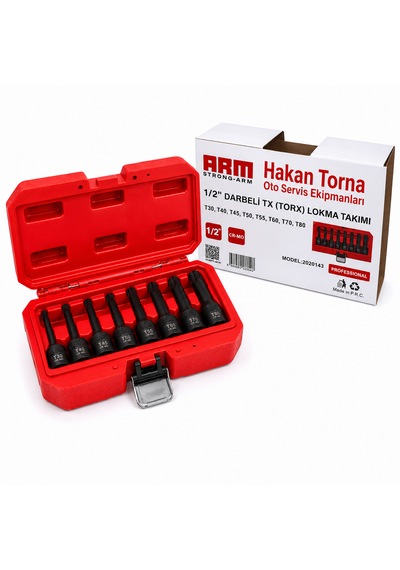 - Arm - 1/2 Darbeli Siyah Torx Lokma Takımı 8 Parça