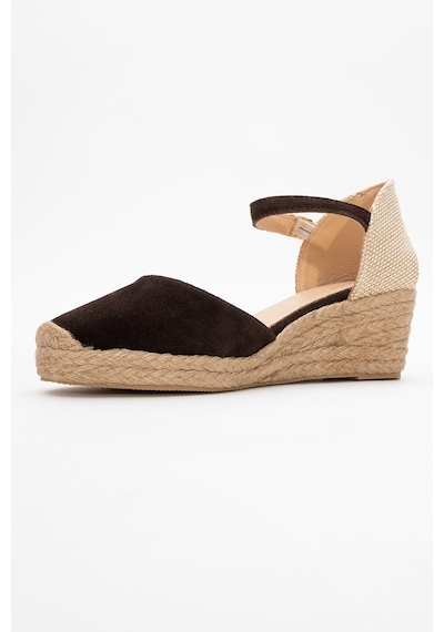 Luvishoes Luvi Shoes Aldea Kahverengi Süet Hakiki Deri Kadın Dolgu Topuk Sandalet Kahverengi