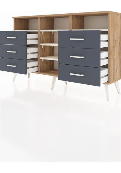 Arges Konsol 5 Raflı 6 Çekmeceli 132x30x83 Çam-aytaşı/antrasit Aytaşı/antrasit Arges Konsol 5 Raflı 6 Çekmeceli 132x30x83 Çam-aytaşı/antrasit Aytaşı/antrasit