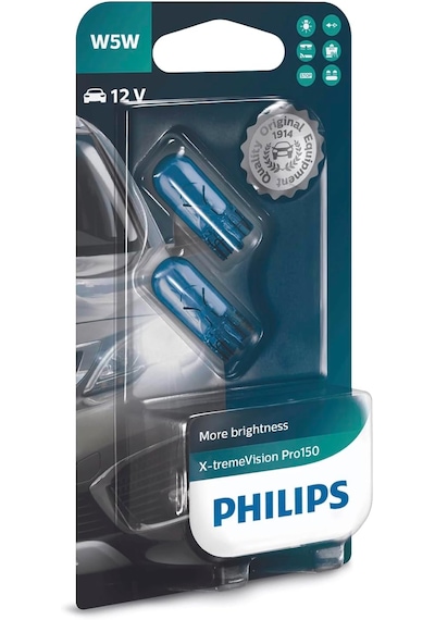Philips T10 W5w 12v X-tremevision Pro150 Plaka,park Tavan Ampülü, 2'li Paket
