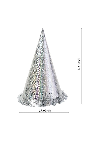 Hologram Karton Şapka. 32 CM - Gümüş