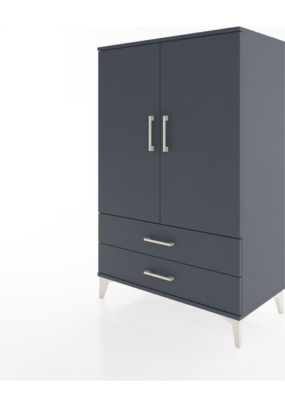 Hyperion Dolap 3 Raflı 2 Çekmeceli 2 Kapaklı 88x44x134 Antrasit-antrasit Antrasit