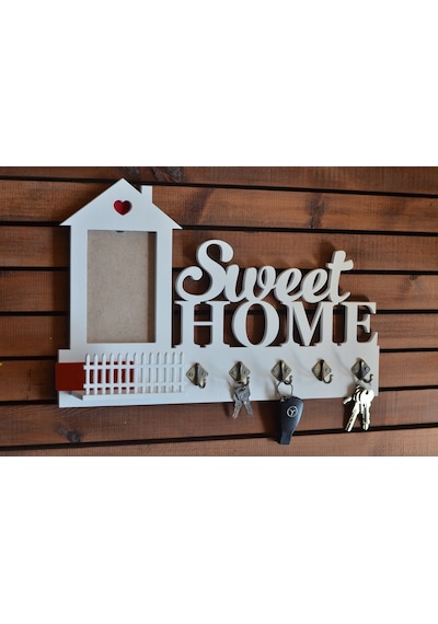 Fotoğraf Çerçeveli,Ahşap,Sweet Home Anahtar Askılığı
