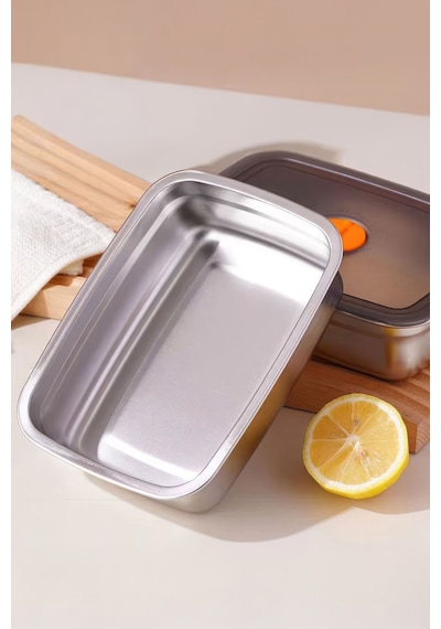 Chavin 2 Adet Çelik 850 Ml Yemek Meyve Et Buzdolabı Beslenme Saklama Kabı Mt219 Gri