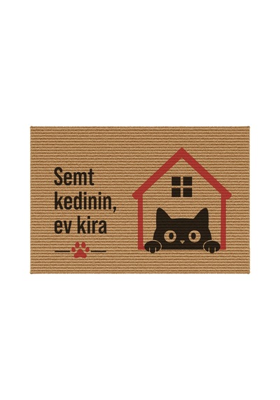 Decovetro Kapı Önü Halı Paspas Semt Kedinin Ev Kira Baskılı 40 X 60 Cm Çok Renkli