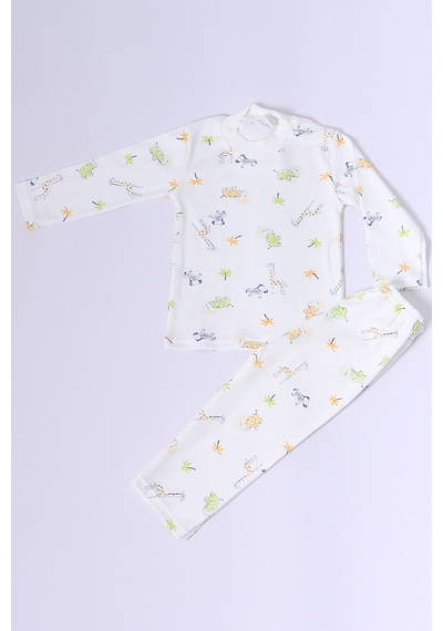 Hçm Bebek Pamuk Pijama Takımı Tenkli Baskılı Bisiklet Yaka A2 Yeşil