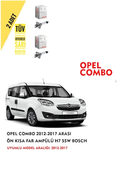 Opel Combo 2012-2017 Arası Ön Kısa Far Ampülü 2 Adet Sarı Renk