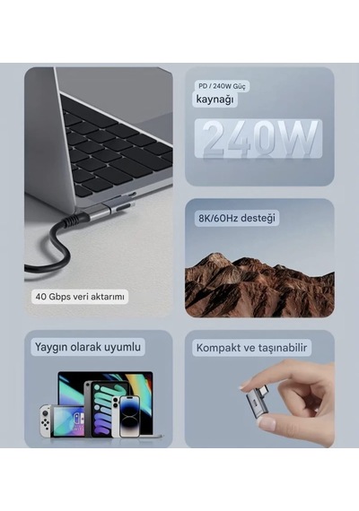 Hagibis 240w 8k 40gbps Çevirici Dönüştürücü Adaptör Ce Lisanslı