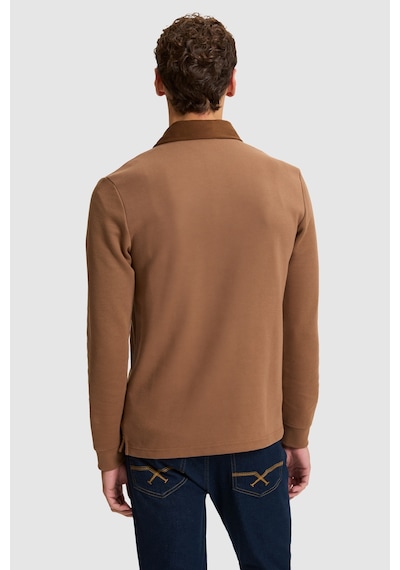 U.S. Polo Assn. Erkek Kahverengi Polo Yaka Düğmeli Regular Fit Sweatshirt 50329340-vr134 Kakao