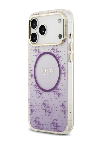 Apple Uyumlu iPhone 17 Pro Max Kılıf Guess Lisanslı M-safe Özellikli 4g Desenli Simli Silikon Kapak Mor Mor