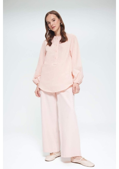 Defacto Wide Leg Keten Karışımlı Geniş Paça Pantolon F1345ax25smpn437 Pembe