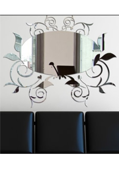 M3 Decorium Elips Sarmaşık Dekoratif Ayna Gümüş