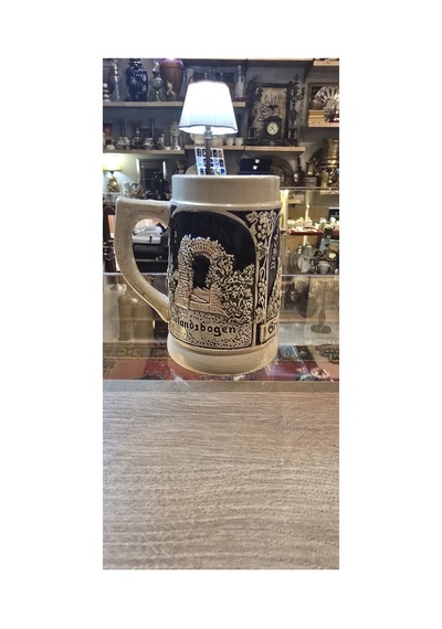 Vintage Alman Seramik Bira Kupası Godesburg Kabartmalı Koleksiyonluk Kupa