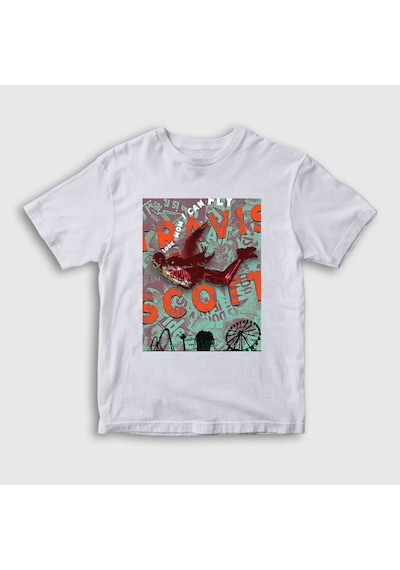 Presmono Unisex Çocuk Fly Astroworld Travis Scott T-shirt Beyaz
