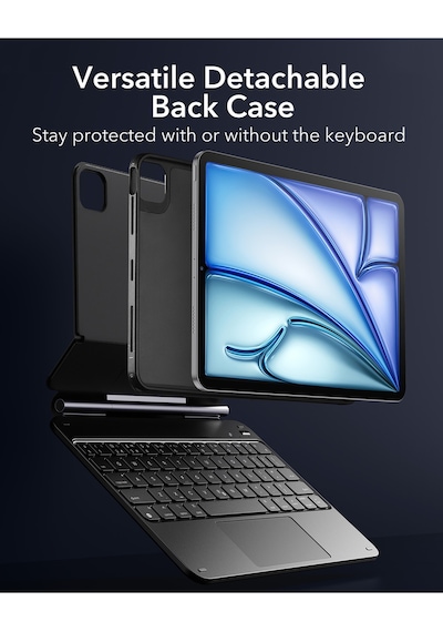 iPad Uyumlu  Air 11 M2/m3/m4/m5 Rebound 360 Manyetik Klavyeli Kılıf Siyah Klavyeli Kılıf