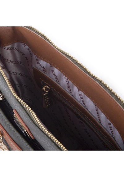 Nas Bag Kadın Spor Şık Günlük Postacı Çapraz Çanta En 25 Cm Boy 22 Cm Haki Taba Victoria