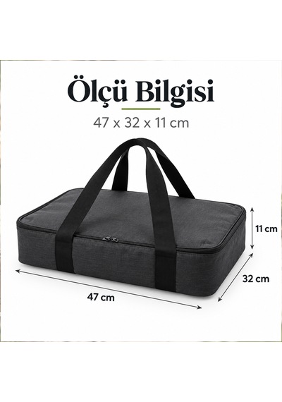 Microcase Isı Yalıtımlı Termal Hacimli Piknik Malzemesi Borcam Ve Yemek Taşıma Çantası Siyah 47 X 32 X11 Cm Al7041