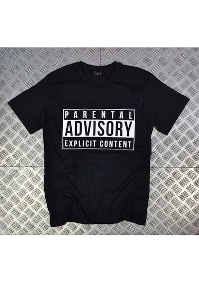 Stoned&Fame Unisex Siyah Parental Advısory Baskılı T-shirt SIYAH