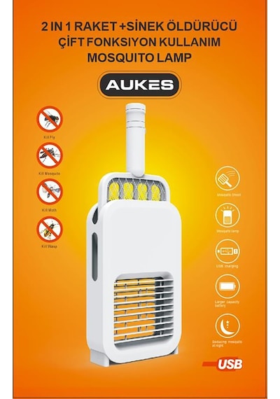 Aukes Raket + Sinek Öldürücü Cız Sarjlı