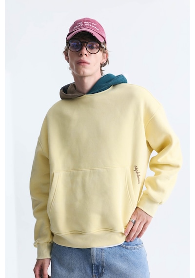 Vamos Boxy Fit Kapüşonlu Sweatshirt Sarı