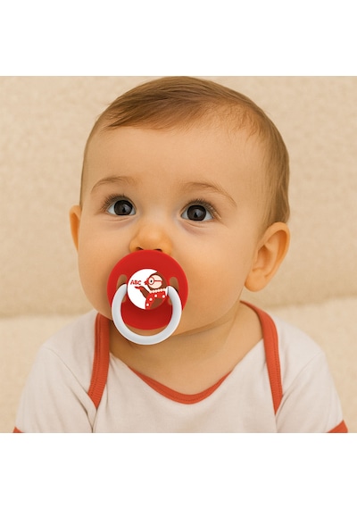 Wee Baby Cool Yuvarlak Uçlu Emzik No:1 Kırmızı Baykuş 0-6 Ay