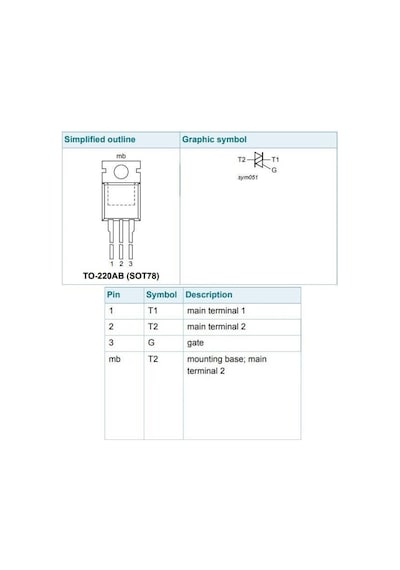 Bt137 - To220 8A 600V Triyak